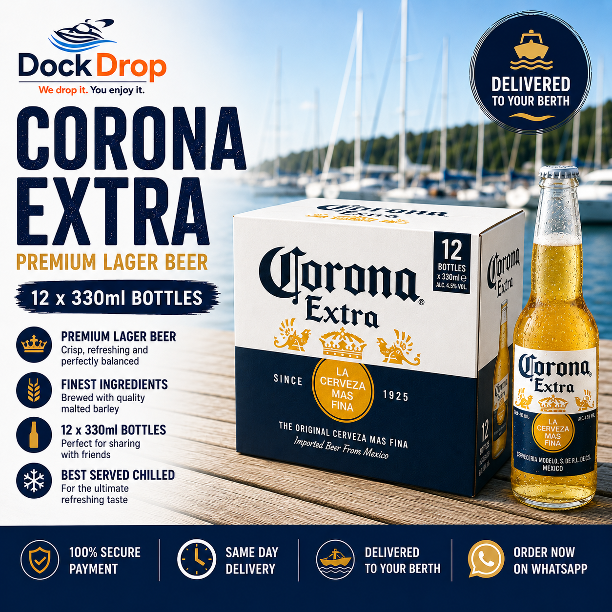 Corona Extra Premium Lager Beer Bottles 12x330ml