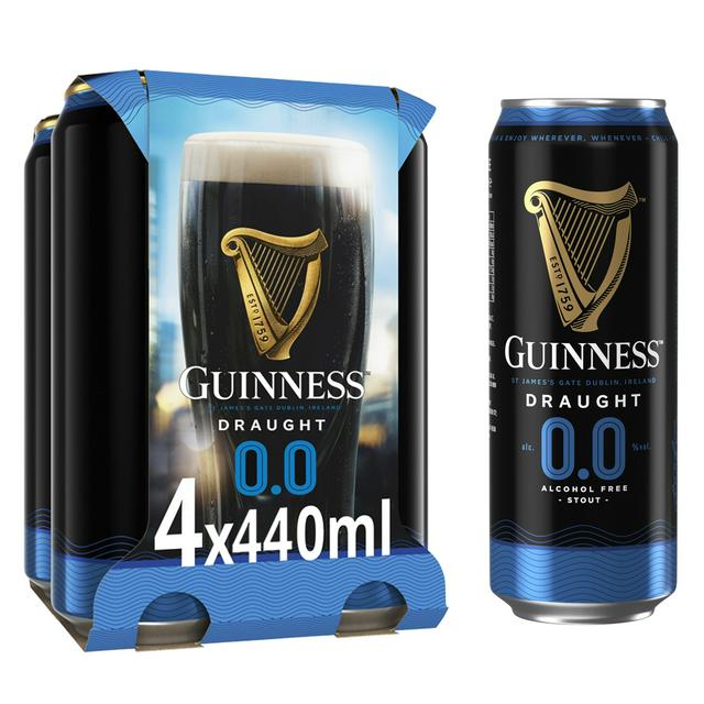 Guinness 0.0% Alcohol Free Stout Beer Cans 4 x 440ml